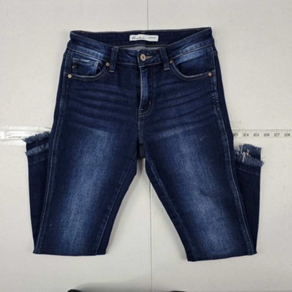 KanCan x Maurices 119010 High Rise Frayed Hem Skinny Jeans Women's 26 Dark‎ Wash
